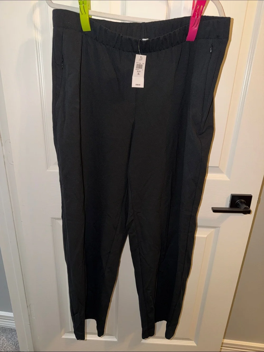 J. Jill Black Straight-Leg Elastic-Waist Trousers